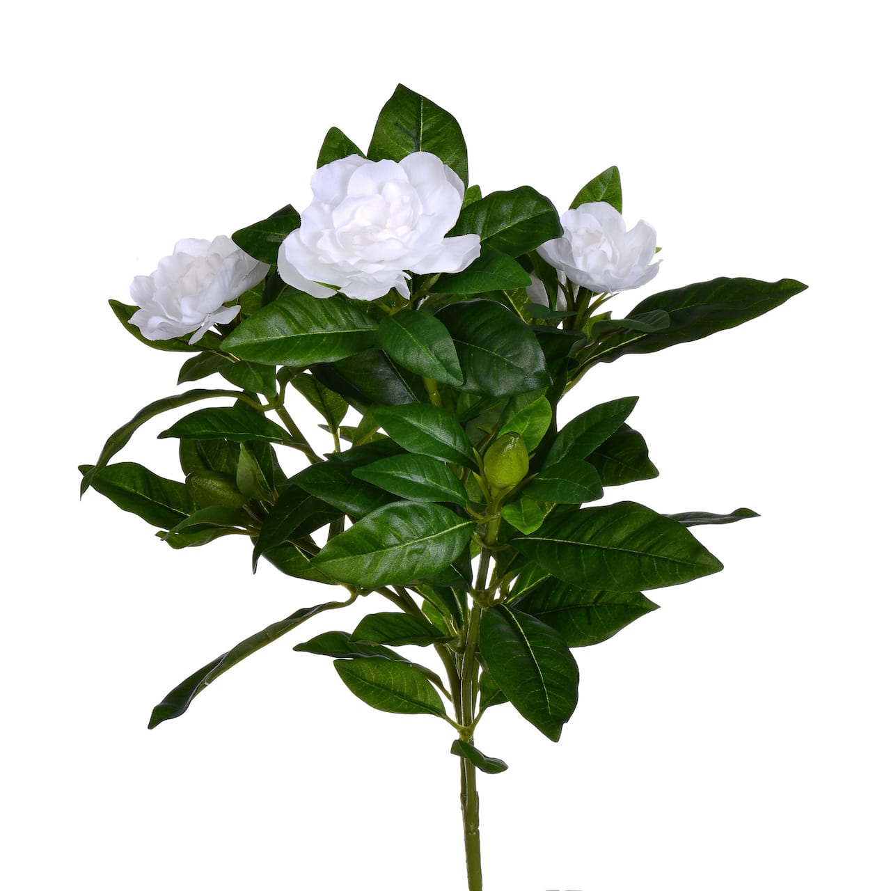 14.5" White Artificial Polyester Gardenia Flower Bush